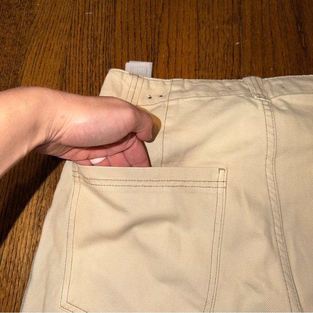 Abercrombie & Fitch Curve Love Wide Leg Cream Pants 100% Cotton Size Medium - Picture 8 of 11